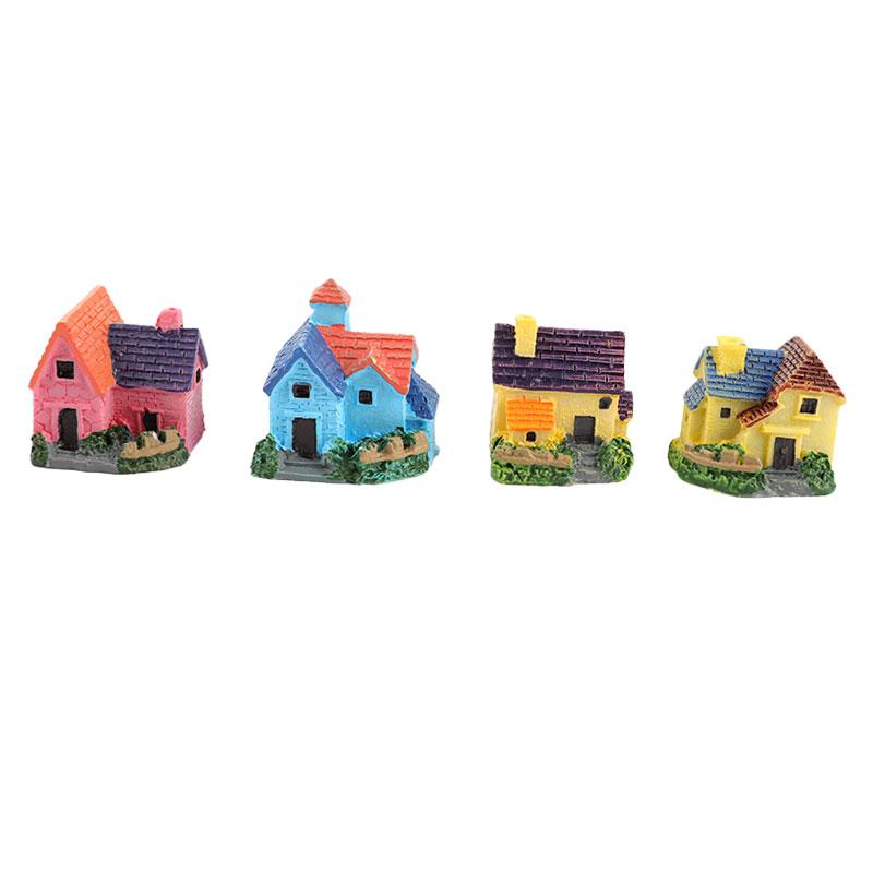 Artificial Mini Miniature Resin House Craft Ornament Small House Model Decor