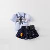 Girls' Summer Rabbit Police Officer JK Skirt Set with Princess Dress