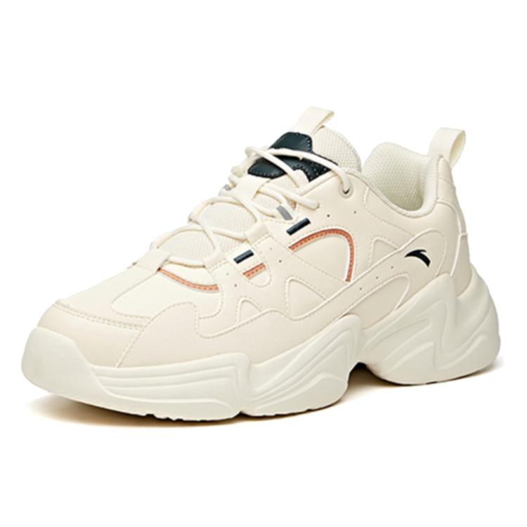New Anta Life Collection Shock Absorbers Slip Resistant Abrasion Resistant Low Top Chunky Sneakers Men's Light Beige White 912048822-3