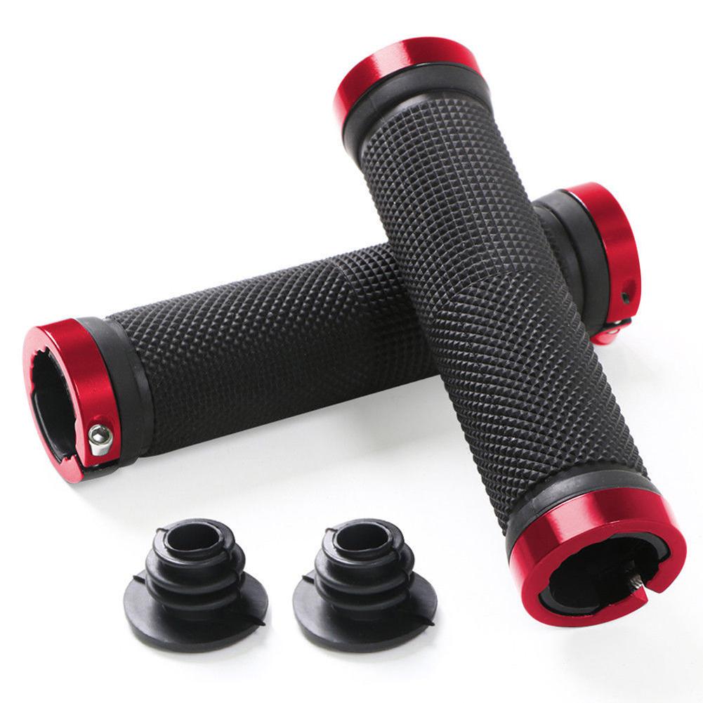 

H1# 1 Pair MTB Bike Handlebar Anti-Skid Grips Rubber Bicycle Accessory (Red)