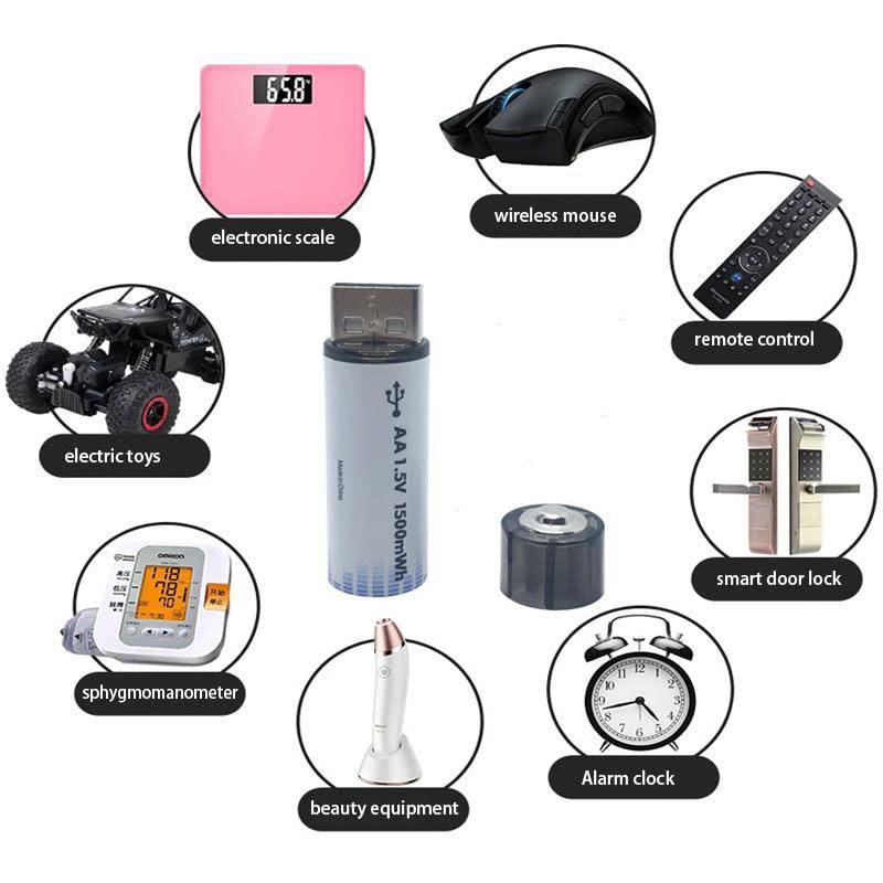 

1,5 В Aa 1500 мАч USB-аккумуляторы Aa Литий-ионный аккумулятор USB