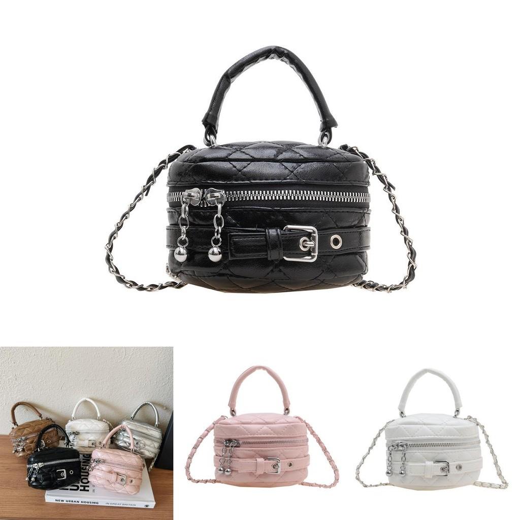 Childrens Bucket Bag With Chain Pattern Pu Material For Kindergarten Girls Daily Use