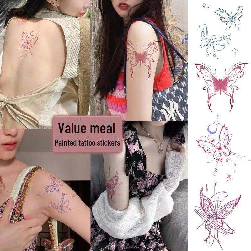 Waterproof Realistic Butterfly Tattoo Sticker – Small, Fresh, Aesthetic Cartoon Style, Long-Lasting, Personalized Colors