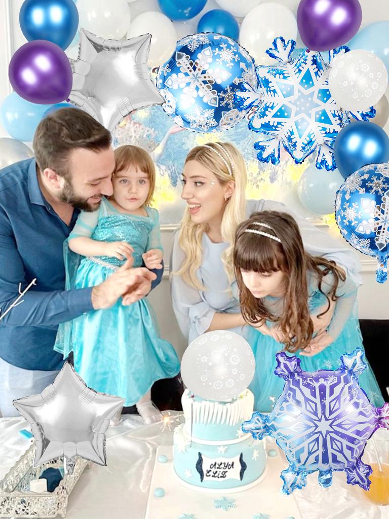 12pcs winter snowflake party decoration balloons set winter theme Christmas decoration birthday princess party supplies