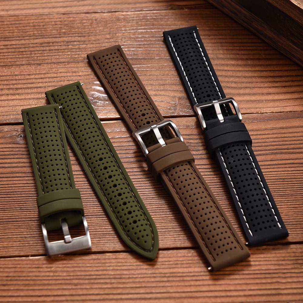 Quick Release Sport Silicone Watch Band - Breathable Waterproof Soft Rubber Strap Universal Fit 18mm 20mm 22mm For Men Women