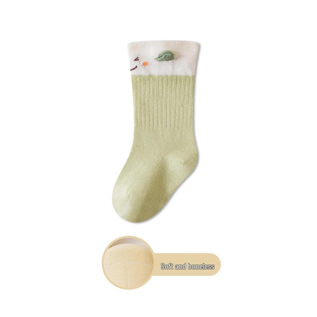 Cartoon Loose-Fit Baby Socks (Spring/Autumn) – Mid-Calf High, Boneless, Unisex for Newborns