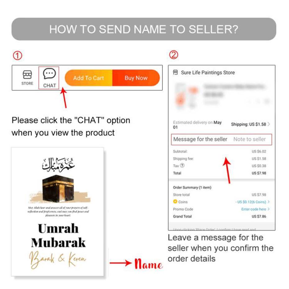 Islamisch Personalisierte Namen Umrah Mubarak Poster Muslim Allah Wandkunst Leinwand Malerei Druck Bild Wohnzimmer Innendekor