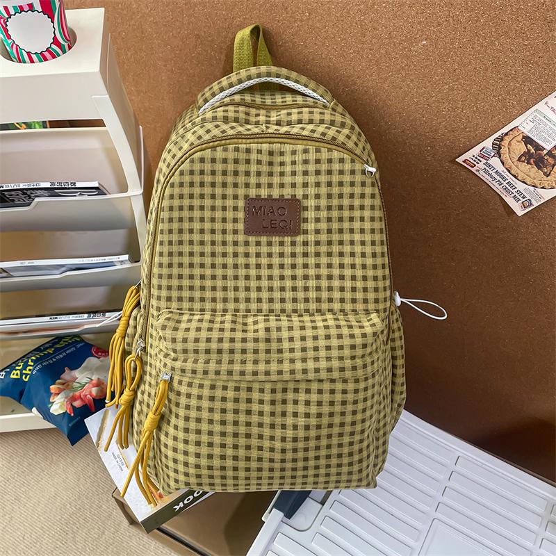 Plaid Women's Travel Backpack Student Schoolbag