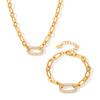 Factory Cuban Chain Couple Necklace Bracelet Jewelry Sets Hip Hop Stainless Steel Personalized Fashion Gold Plated Jewelry Sets