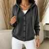 Damen Kapuzen-Strickjacke Farbe Lässiger Pullover für den Alltag