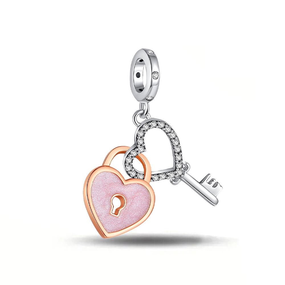 New Copper Charm Rose Gold Infinity Heart Bead Fit Snake Chain Bracelet Necklace Women Diy Jewelry