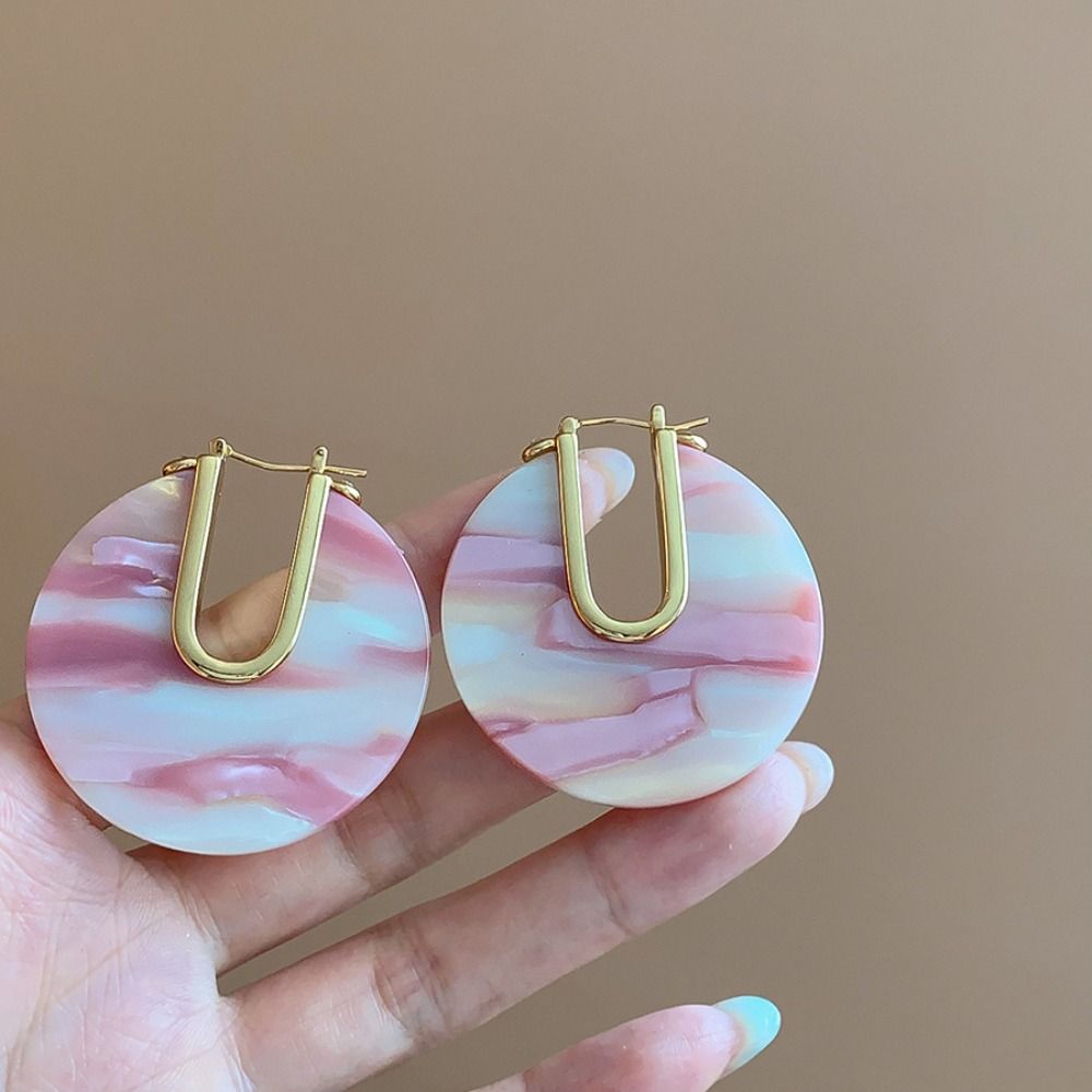 Acetic Acid Leopard Print Earrings Vintage C-shaped Earring Acetate Hoop Earrings  Girls