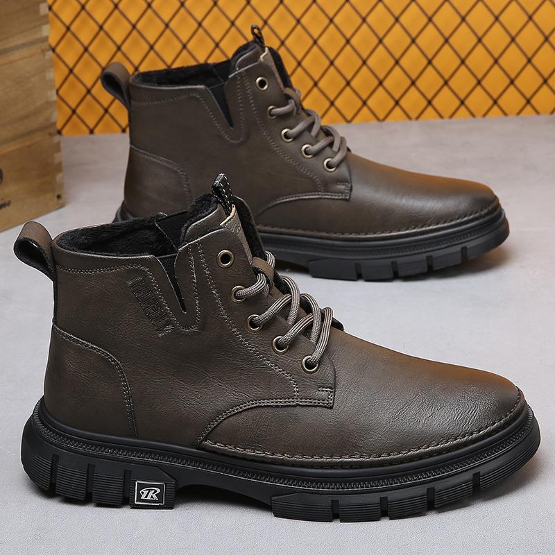 Winter Martinlaarzen heren echt leer nieuwe werkschoenen retro heren hoge trendy leren laarzen