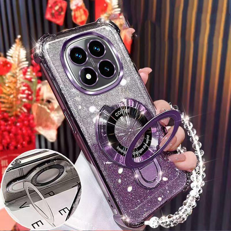For Infinix Note 50 Note50 50X 50S Hot 50 Pro Plus Pro+ 50i Shockproof Phone Case Glitter Magnetic Bracket Holder Bracelet Cover