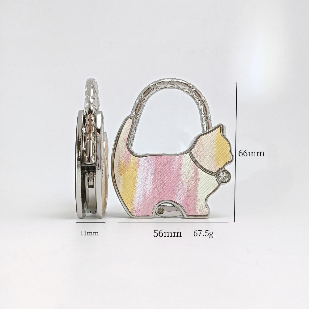 Cute Shape Cat Handbag Hook Lovely Design Foldable Folding Bag Hook Portable Alloy Material Table Edge Hook Home Decoration