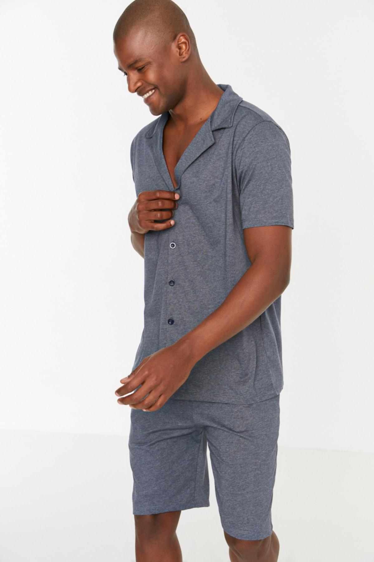 

Темно-синий вязаный пижамный комплект THMSS21PT0446..