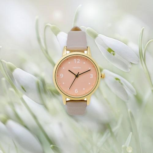 Fieldwork Women's Analog Watch with Leather Strap, Gray, GY076-2