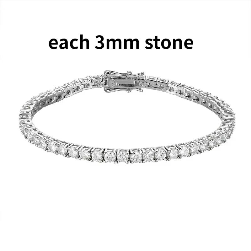 Smyoue 2-6.5mm Real Moissanite Tennis Bracelet for Women Christmas Gift Platinum Plated 100% 925 Silver Wedding Jewelry