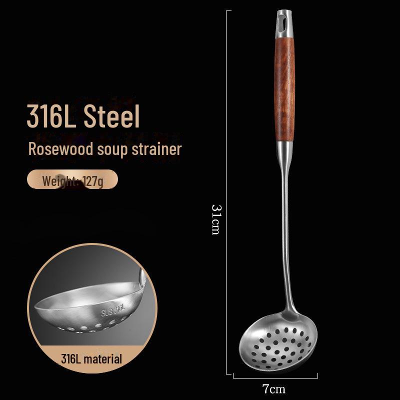 Mini Szpatułka Łyżka ze Stali Nierdzewnej z Rękojeścią z Drewna Różanego – Antypoślizgowe Przybory Kuchenne