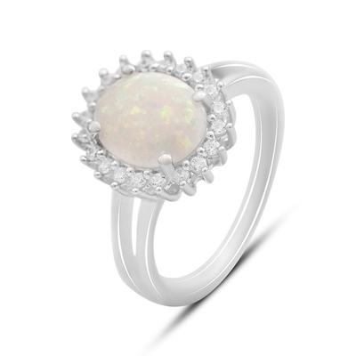 Inel din argint cu opal 1.318ct, zirconiu cubic, greutate produs 3.08 g (2174318)
