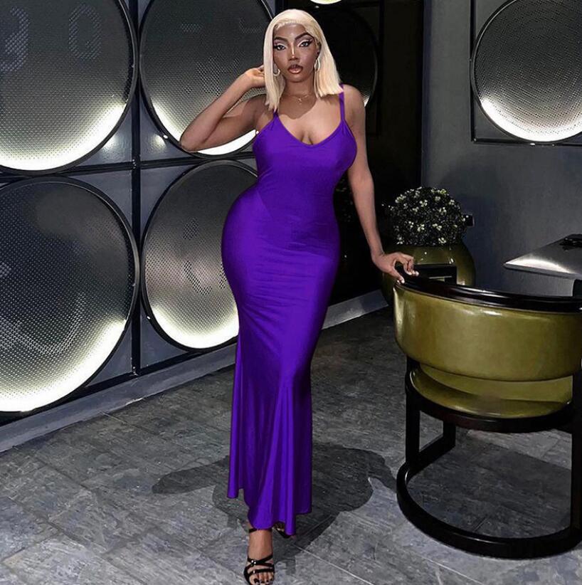 

Стильное женское платье-халтер без спины Весна 2024 Large фиолетовый