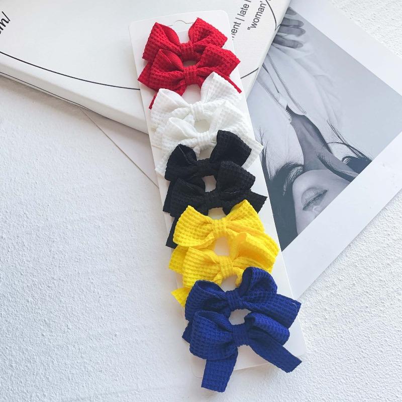 10Pcs/Set Solid Color Ribbon Kids Bows Hair Clips Baby Girls Handmade Bowknot Hairpin MiNi Barrettes Hair Tie Accessories