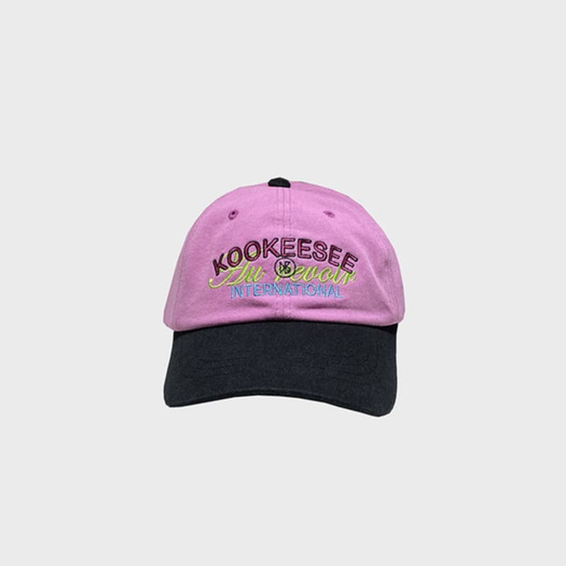 KOOKEESEE two tone vintage washing ball cap (Pink/Black)