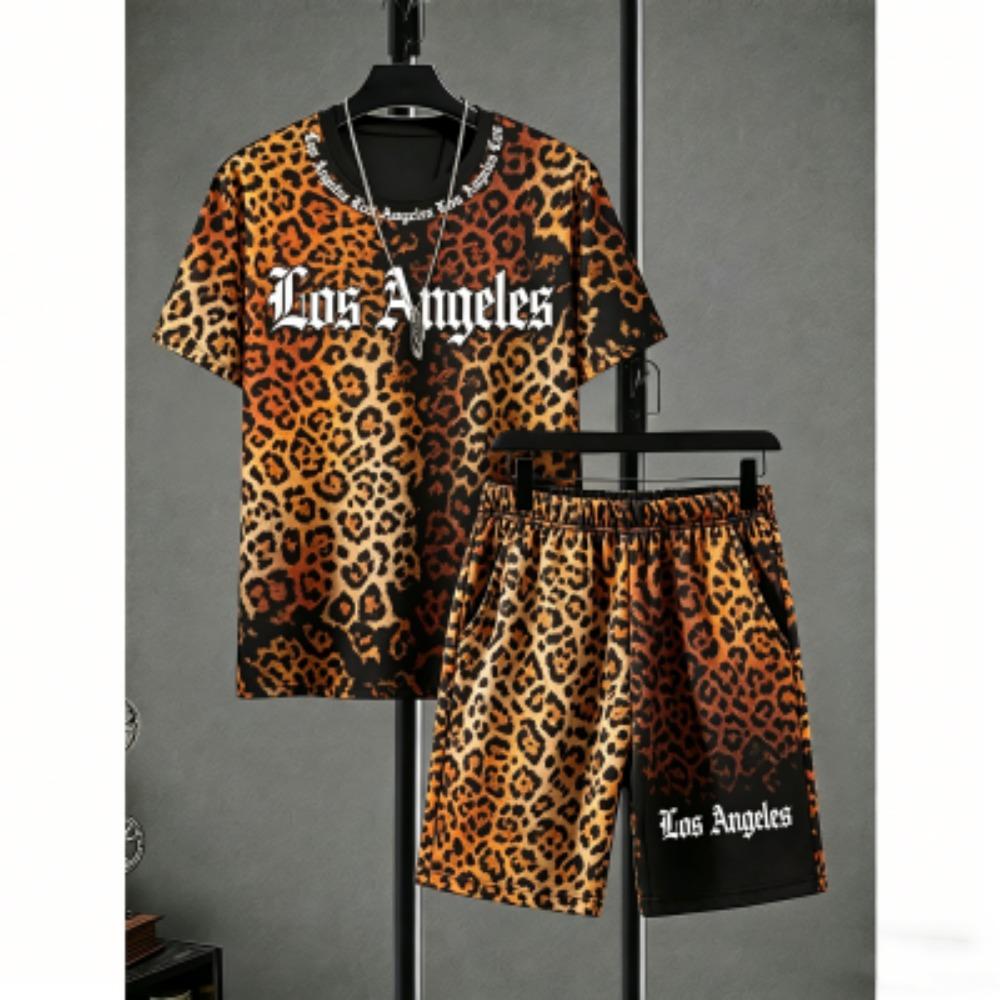 

Fashion Men s Set Letter Printed Men s T-shirt and Shorts 2 Piece Set Summer Casual Outdoor Men s and Women s Outfit Clothing XXS