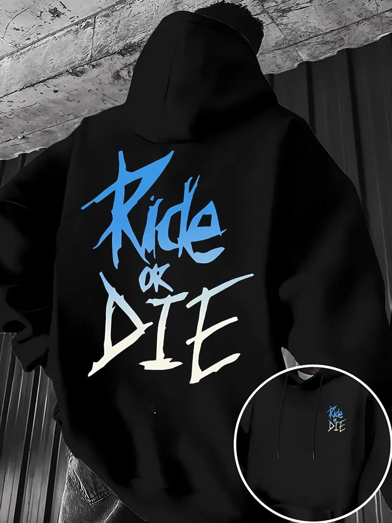 Ride or Die Graffiti Print Hoodie Streetwear Hip Hop Vintage Unisex Men Women Oversized Casual Sweatshirts Long Sleeve