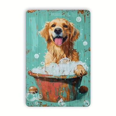 1 Stück Vintage Hund Badezeit Metallblechschild, Rustikale Wandkunst für Zuhause, Bar, Café, Fitnessstudio, Garage, Innen- & Außendekoration, 8x12 Zoll