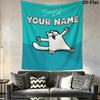 Custom Name Simon‘s Cat Wall Tapestry Aesthetic Wall Hanging Printed Fabric Blanket Decorative Tapestries for Bedroom Living Room Home Decor