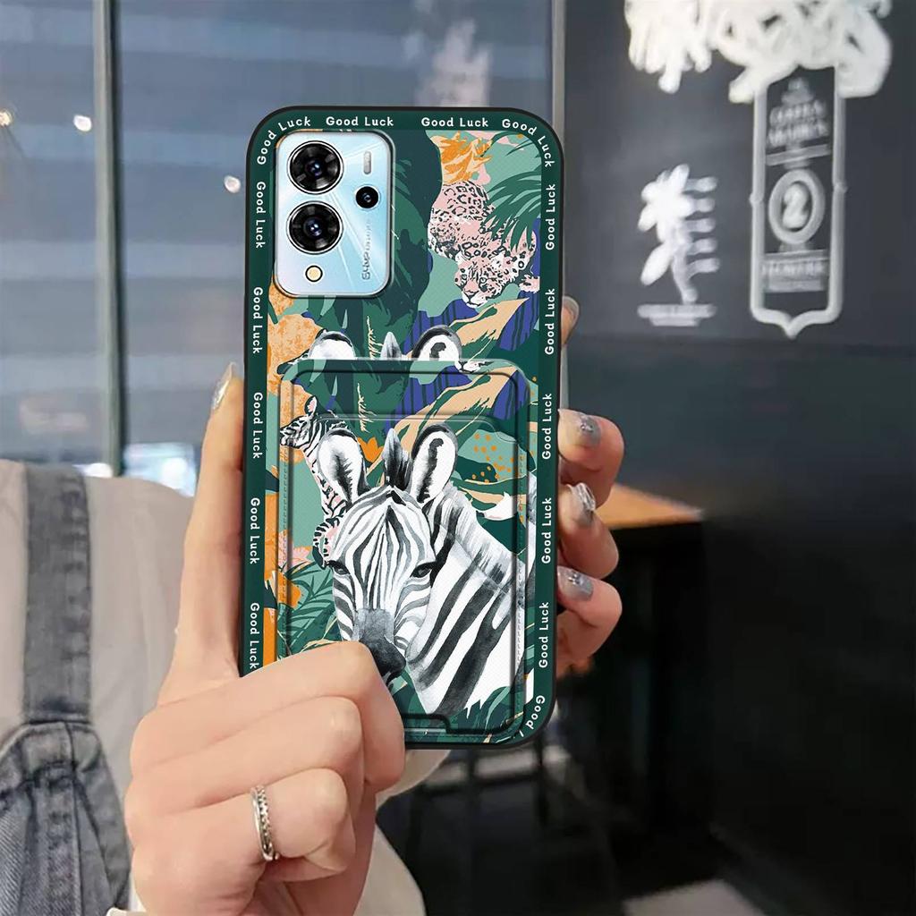 Cover Cute Phone Case For ZTE Blade V40 Pro Shockproof Anti-knock Silicone Card Slot Protective Soft Case Graffiti TPU