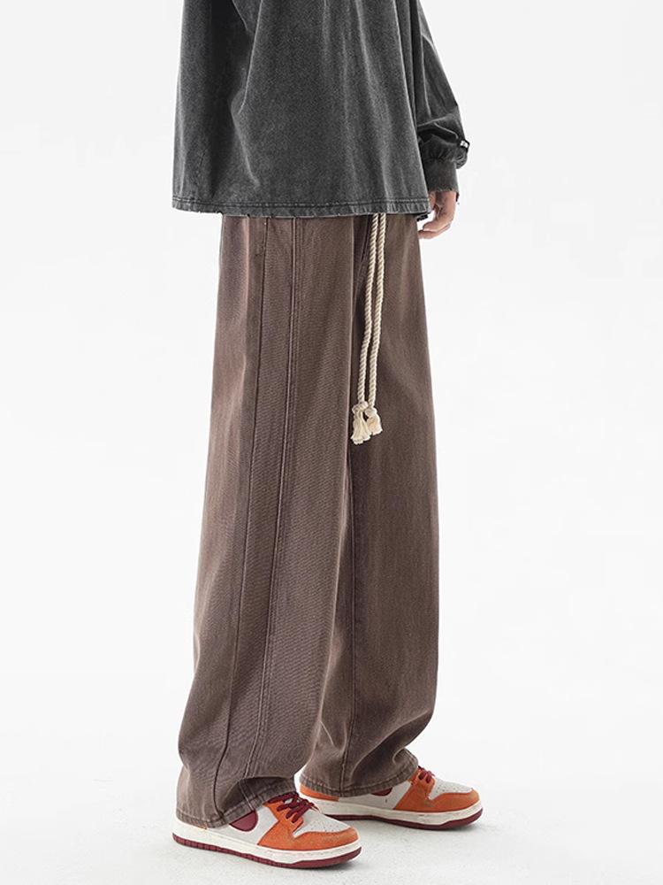 Black Jeans Men's American High Street Trendy Brand Loose Wide-leg Trousers Summer Versatile Straight Retro Heavy Pants