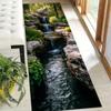 1 Stück Fließendes Wasser Grüne Pflanze Rutschfester Waschbarer Teppichläufer für Eingangsbereich, Wohnzimmer, Schlafzimmer & Terrasse