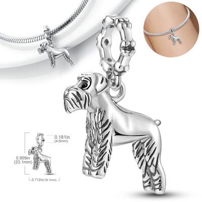 Genuine Charm Copper Plated Cute Pet Schnauzer Dog Pendant Fits Bracelet For Women Jewellery Crafting Beautiful Gift