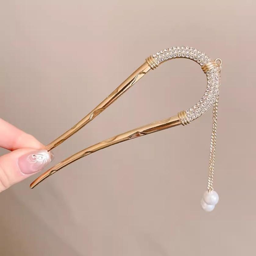 Moda Pinzas para el Cabello con Borlas de Mariposa Pasadores de Imitación Perlas Pasadores en Forma de U Palillos Metálicos para el Cabello para Niñas Accesorios de Peinado