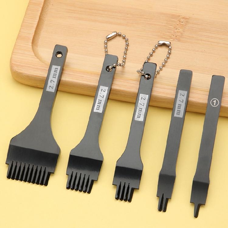 Leder Ahle Stanzwerkzeug 2,7 mm Lederhandwerk Schnürwerkzeug 1/2/4/6 Zinken Lederhandwerk Meißel Lochstanzen