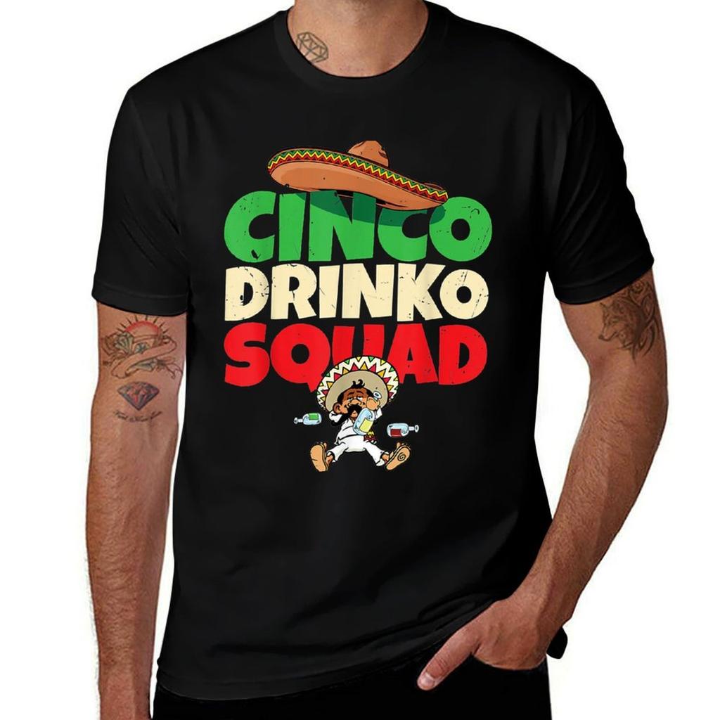 Cinco Drinko Squad Drinking Party Fiesta Funny2 Tshirt Simple Line Art Print Tee