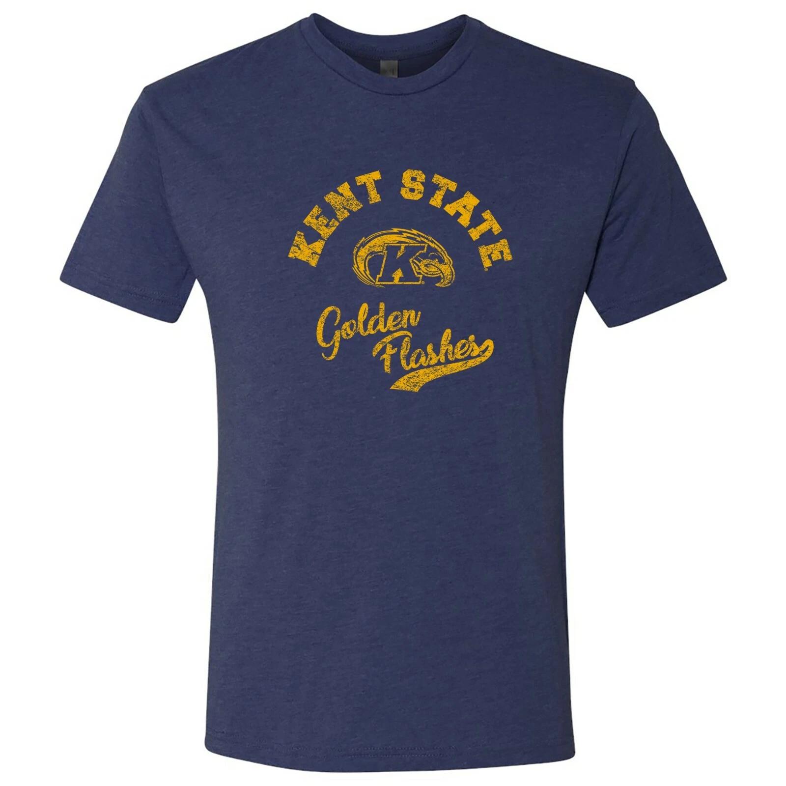 Kent State Golden Flashes Retro Script Triblend T-shirt - Vintage Navy L