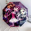 Monster High Pattern, Automatic Folding Umbrella, Portable and Foldable Design, 8 Ribs, a Christmas or Birthday Gift.