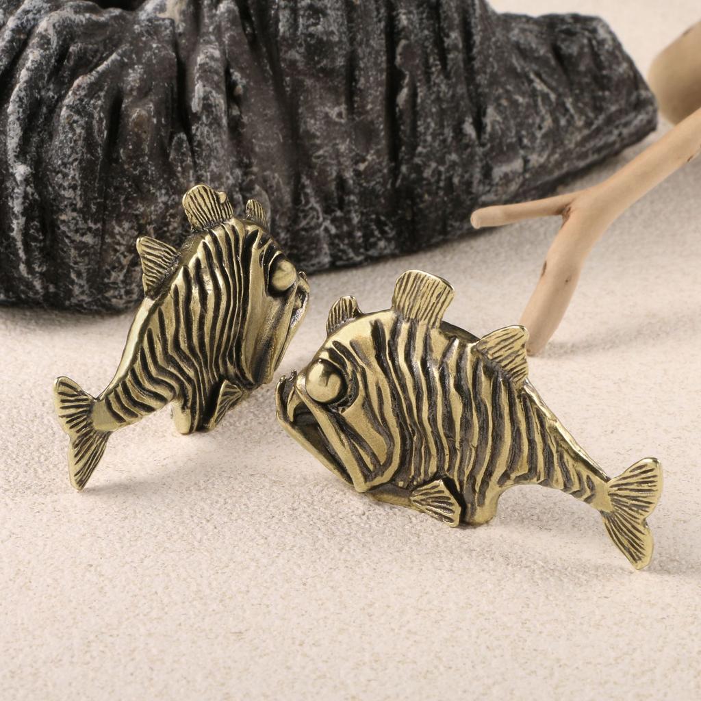 Piranha Messing Skrivebordsdekorasjon Figur Ornamenter Piranha Fisk Te Kjæledyr Kobber Håndverk Samling Dekorative Figurer