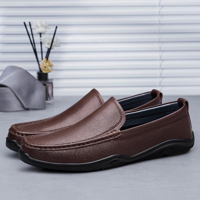 New Men's Genuine Leather Loafers: Breathable, Soft Sole Slip-on Casual Driving Shoes