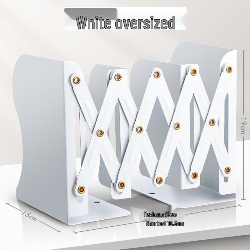 Retractable Bookend with Pen Holder - Foldable Desktop Bookshelf and Divider