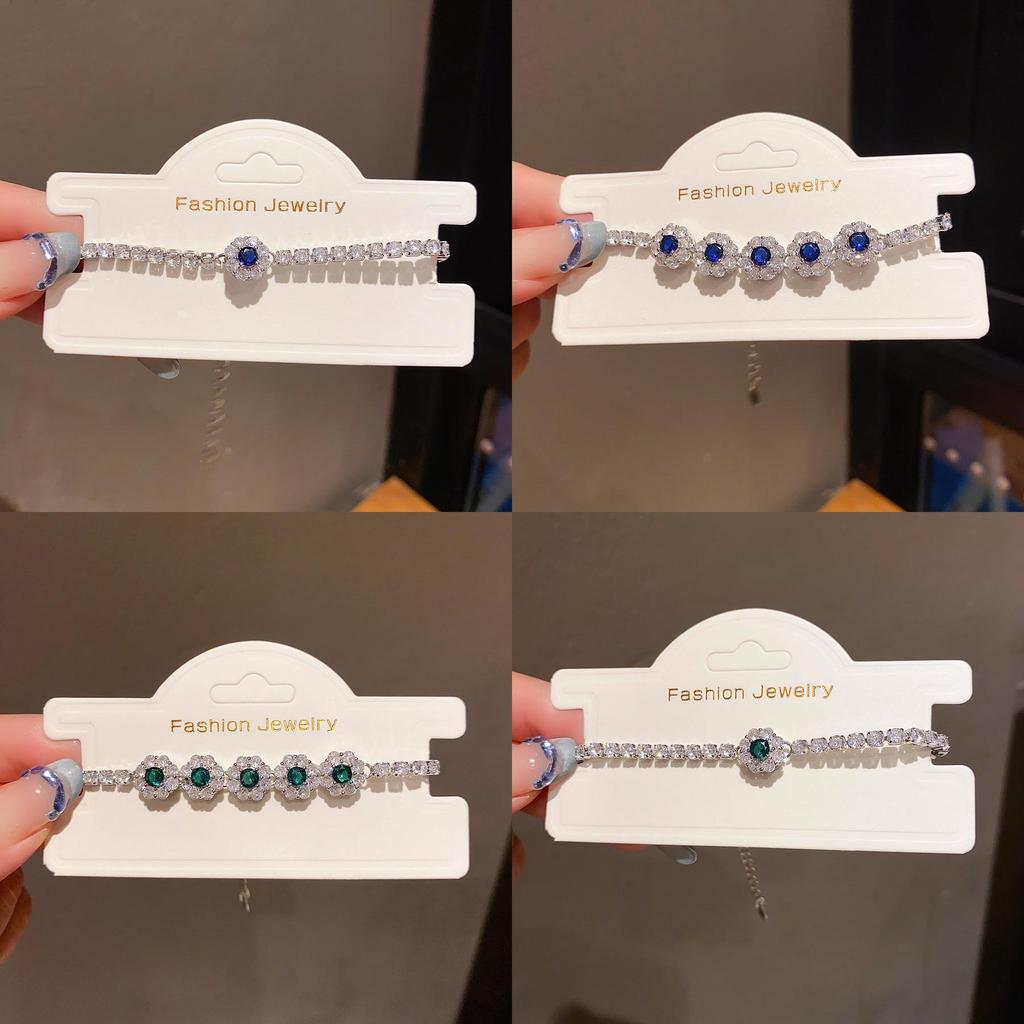 Floral Zirconia Pendant Bracelet For Women Elegant Summer Jewelry Gift For Ladies