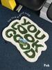 Irregular Letter Green Floor Mats, Soft And Anti-Slip Faux Cashmere Area Carpets, Bedroom Chair Gift Floor Mats, Home Decoration