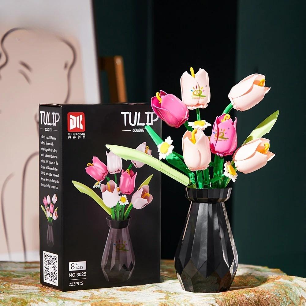 TOYLINX Rose MOC Kreative Blomster Byggeklosser - 3D Bukett Byggesett, Barn DIY Håndverk Ornament & Festivalgave