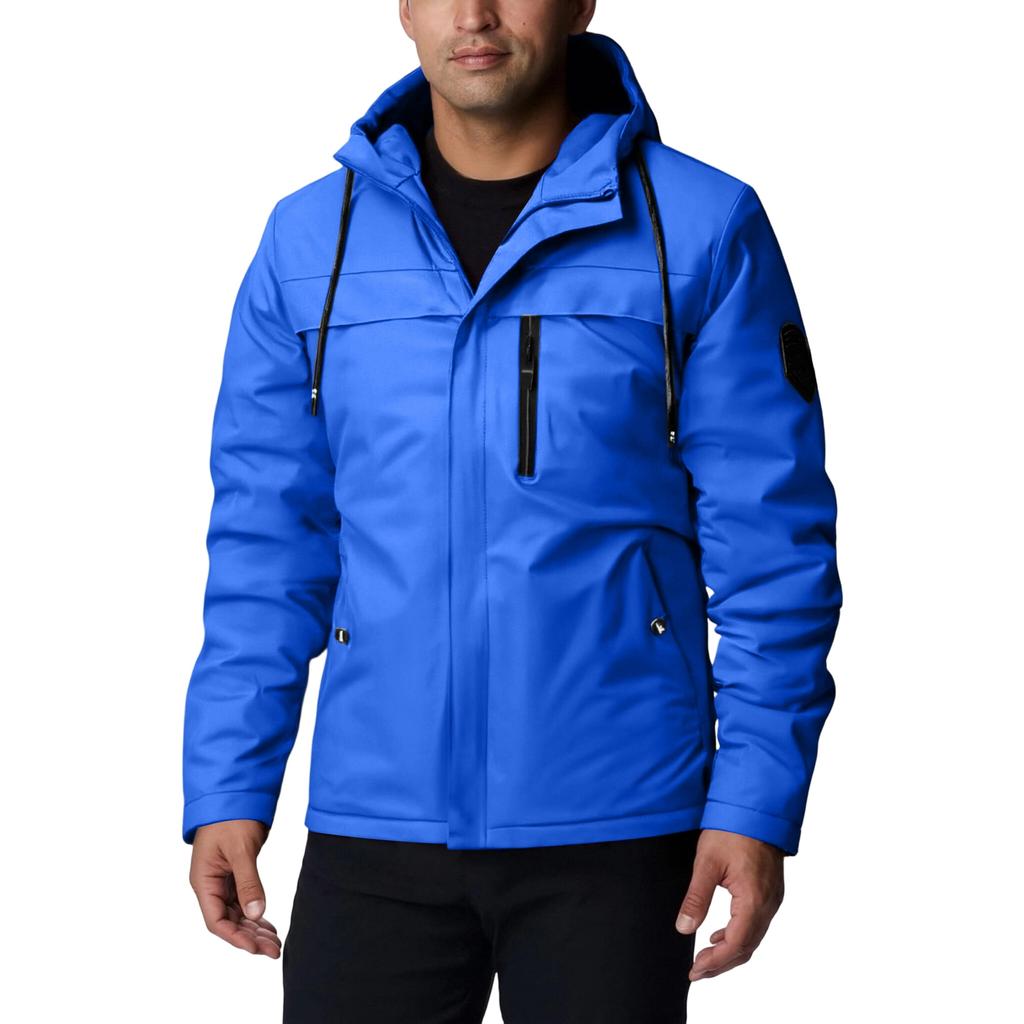 Herren Freizeitjacke mit Kapuze und Reißverschluss, einfarbig, Herren Dreifach-Schutzjacke, leicht, Windjacke
