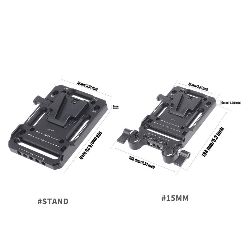 Quick Install Battery Clamp with V Type Design for 15mm Rails Easy Tool Less Mounting for Camera Accessory
