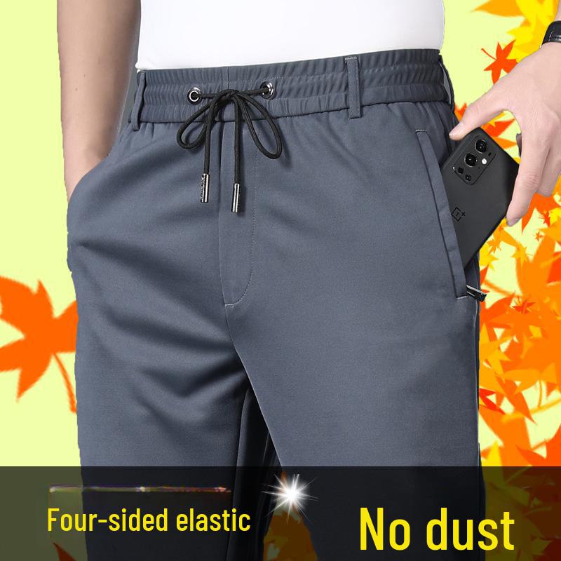 Men's High Waist Stretch Velvet Slim Straight Business Trousers - Autumn/Winter
