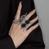 Vintage Punk Metal Black Rose Liquid Butterfly Opening Ring for Women Exaggerated Adjustable Animal Ring Aesthetic Jewelry